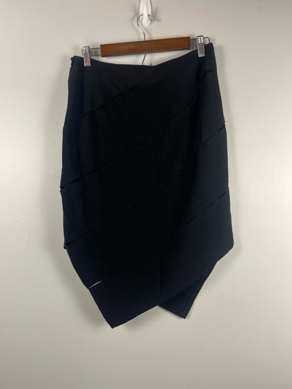 Proenza Schoule wool silk blend black asymmetrical handkerchief hem skirt size 6 - Picture 8 of 11